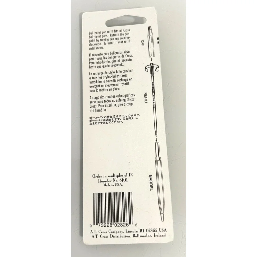 Vintage 80s-90s Cross Refill Black Broad Point Ballpoint Pen 8101 USA New in Box